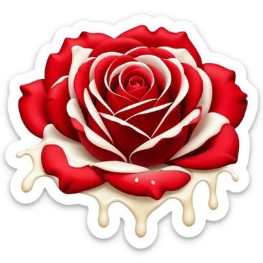 Red rose with milk splashed on it sticker
