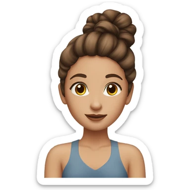 Brown hair girl hair in bun with beauty face cream sticker