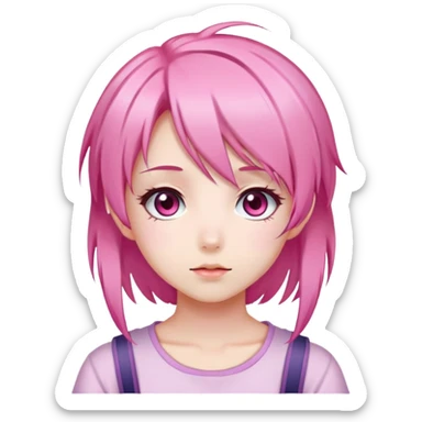 kawaii anime girl with pink hair  sticker