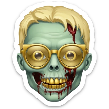 make a zombie with gold teeth and chrome heart glasses sticker