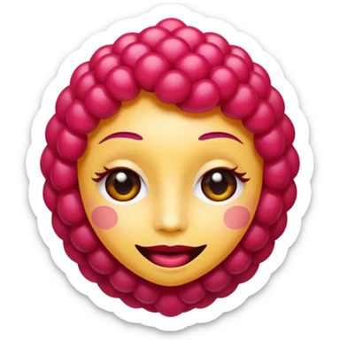 Sexy queer Raspberry emoji, cute and minimalistic style, warm eyes and gentle smile, flat design, soft shapes, clean modern look, highly recognizable at small sizes, centered composition, transparent or solid background, app icon quality. No human face sticker
