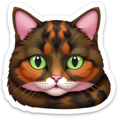 dark tortoiseshell cat half pink nose pale green eyes sticker
