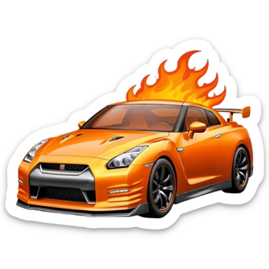 Nissan GTR R35 with flames sticker
