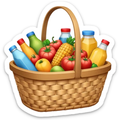 basket with supermarket products sticker