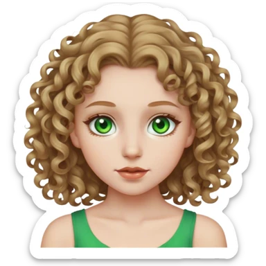 Girl dark blonde hair girl green eyes pale skin curly hair sticker