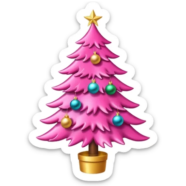 Cute pink christmas tree sticker