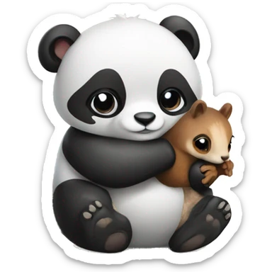 Panda hugging a squirrel  sticker