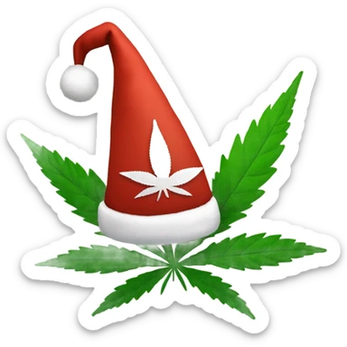 Marijuana leaf and a Christmas hat sticker