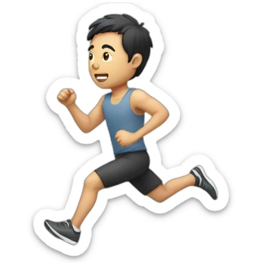 asian man running fast sticker