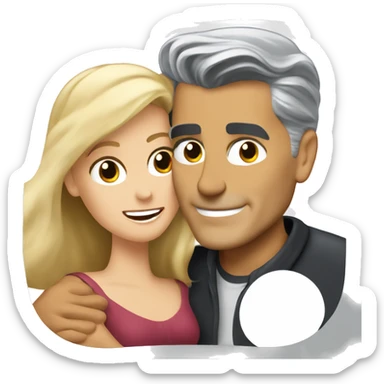 George Clooney hugging blonde woman holding Yorkshire terrier  sticker