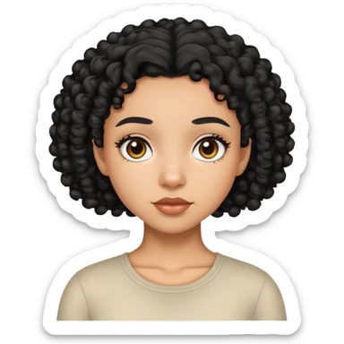 mixed-race girl with shaved curly black hair sticker