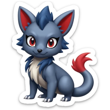 Cute cool handsome baby Poochyena-Zorua-Absol-Salandit-fusion (full body) sticker