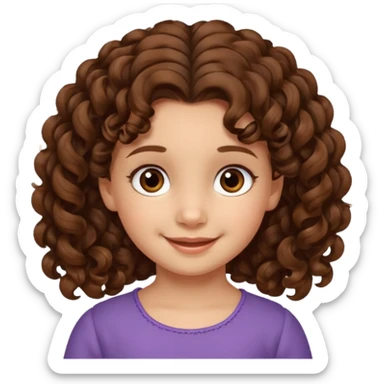 EMOJI COMO IPHONE IOS SOLO CARA NIÑA 3 AÑOS PELO LARGO, ONFULADO, MARRON SEMIRECOGIDO, Y OJOS MARRONES. SONRIENDO, SIN CUELLO Y FONDO TRANSPARENTE sticker