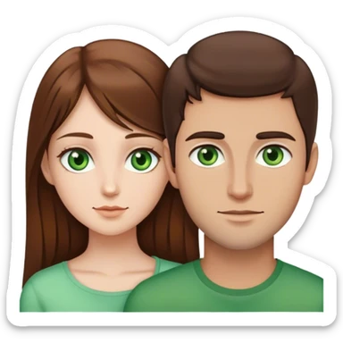 Brown-haired girl with green eyes with a brown-eyed brunette guy  sticker