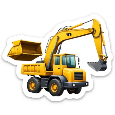 Excavator loading dump truck sticker