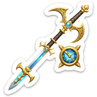 mouse cursor for 'Aeonrith' game, fantasy, sword and magic, time rift theme, emoji style sticker