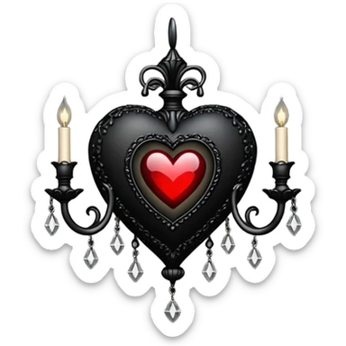 realistic gothic heart with a black chandelier sticker