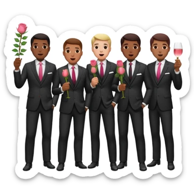 Create emoji but must be men that holding rosé stem in his mouth sticker