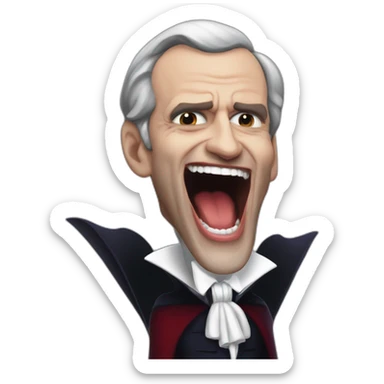 vampire Macron cynical laughing sticker