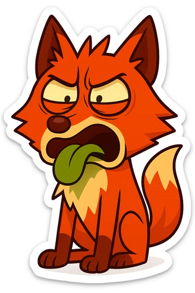 Cartoon style fox with an even more disgusted expression, vibrant colors, transparent background. sticker