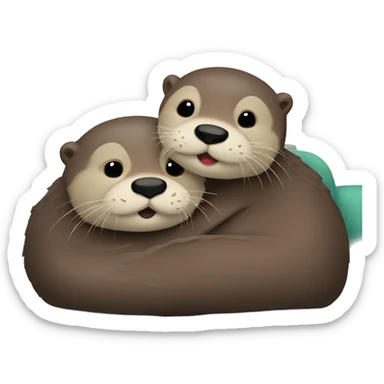 two otters cuddling on the couch sticker