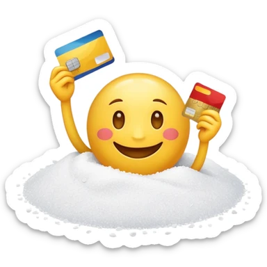 happy emoji with a pile of salt and credit card sticker