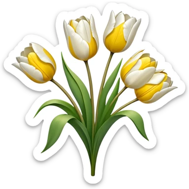 White and yellow tulips  sticker