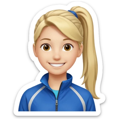 active ponytail hair teen girl in sport jacket smile happily  sticker