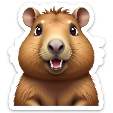 Cinematic Comical Capybara Portrait Emoji, Head tilted dramatically with an exaggeratedly shocked expression, featuring a robust, rotund build with wide, comically expressive eyes full of humorous disbelief, Simplified yet hilariously expressive features, highly detailed, glowing with a slightly sassy natural glow, high shine, dramatic yet playful, stylized with an air of quirky charm, soft glowing outline, capturing the essence of a meme-worthy capybara that looks ready to side-eye its way into viral fame! sticker