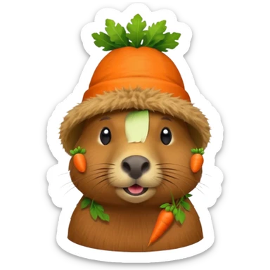 capybara wear carrot hat sticker