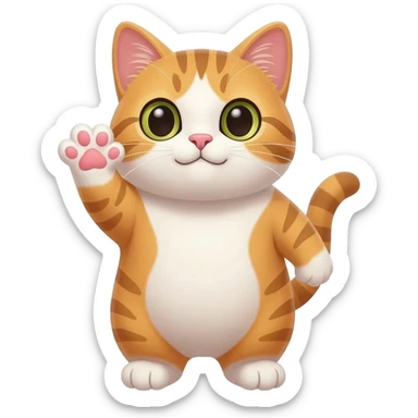 Cat waving hand sticker
