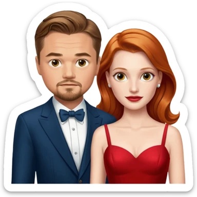 leonardo di caprio and Jessica Chastain in a red dress sticker