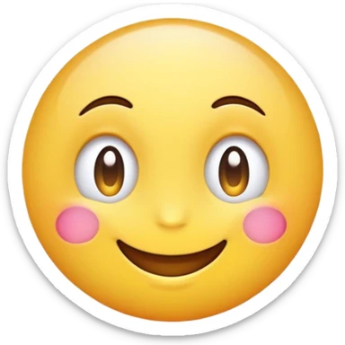 A cute, round emoji with a big smile, sparkling eyes, and rosy cheeks, in a bright and colorful cartoon style. sticker