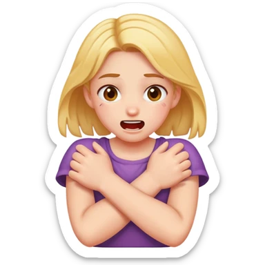 Girl choking herself joking with crossed arms sticker