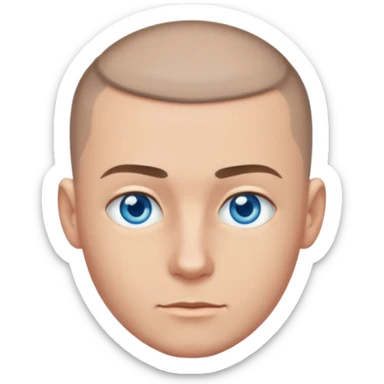 man with buzzcut sticker