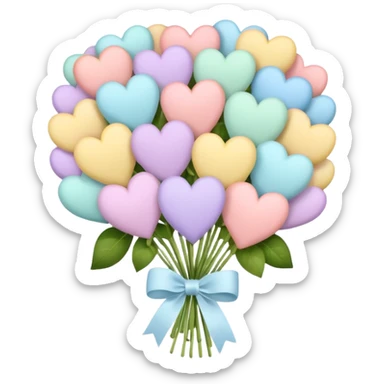 pastel heart bouquet sticker