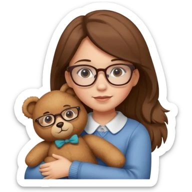 girl glasses and teddy  sticker