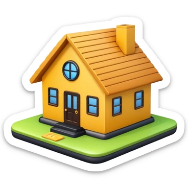 A smart home AI system emoji with a house icon and AI chip, modern design sticker