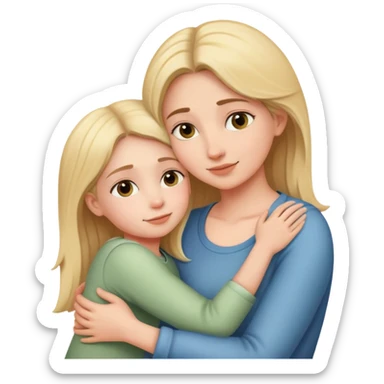 a girl hugging her mother sticker