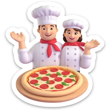 smiling Italian chef spinning pizza dough sticker