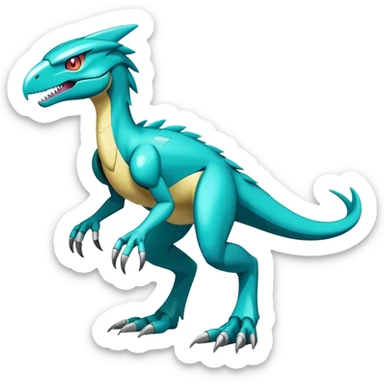 Shiny Futuristic Fakemon-Pokemon-Digimon-Spectrobes-Raptor-fusion, full body sticker