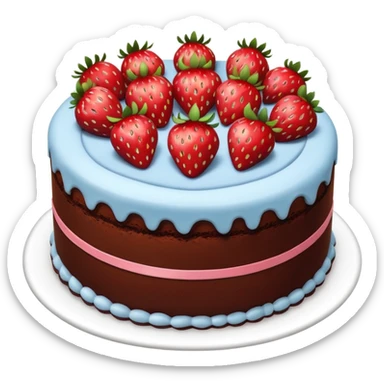 round chocolate cake decorated with whole strawberries sticker