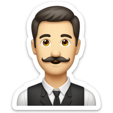 homme petite moustache en rectangle levant le bras droit en l’air sticker