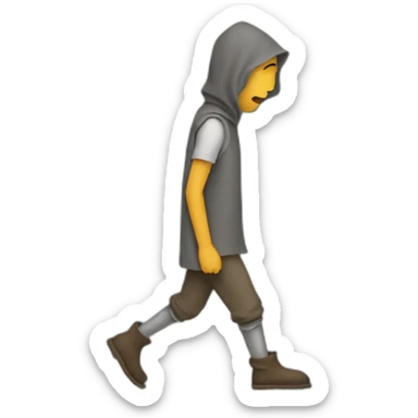person with legs way longer than usual, covered with pants that are wide at the bottom, walking, medieval sticker