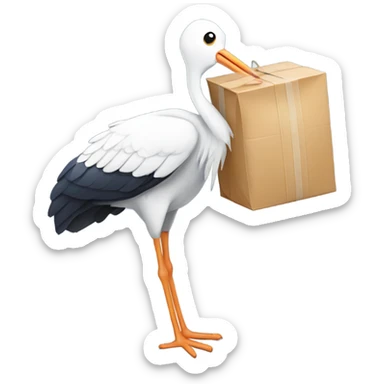 Stork carrying package  sticker