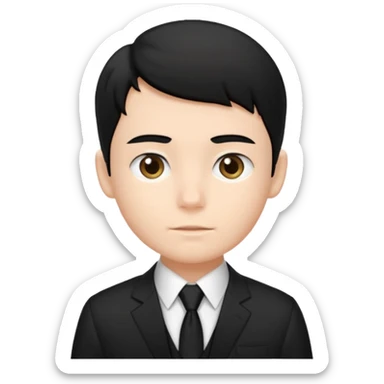 Chico con pelo negro, camisa negra y una corbata blanca sticker