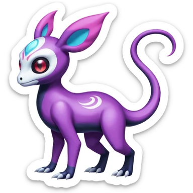 Shiny Duskull-Salandit-Sylveon-Fakémon-hybrid-creature (full body)  sticker