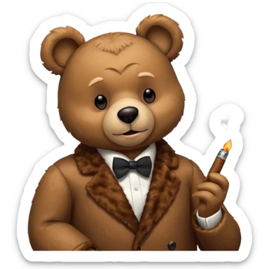 Teddy bear listening to Sinatra smoking cigar  sticker