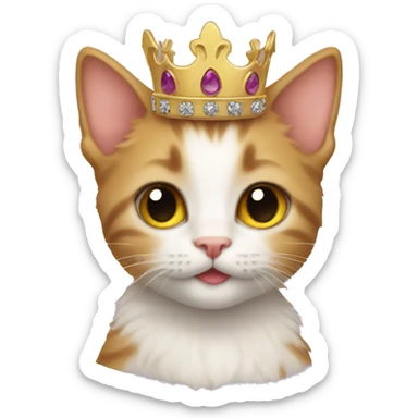 kitten with a crown sticker