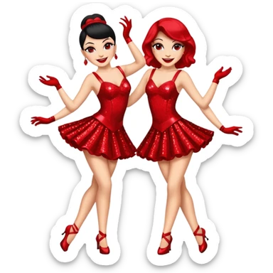 cabaret dancers in red sticker